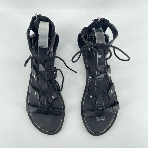 Route 66 Women’s Black Faux Leather Strappy Lace Up Gladiator Sandals Size 8 - Picture 3 of 12